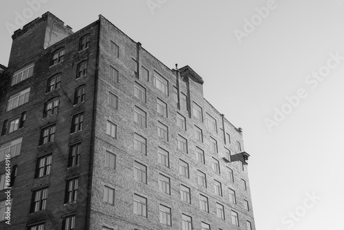 Downtown Omaha Nebraska old and rustic apartment with light contrast in black and white