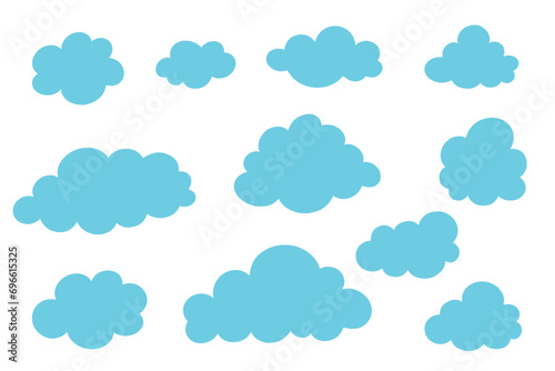 Set of blue clouds. Vector graphics.