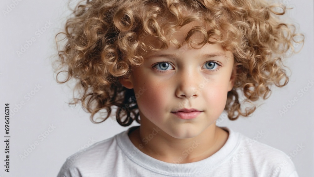 Cute little russian boy with curly hair, gray background, can be used for portrait studio shoot and advertising Cute little russian boy with curly hair, gray background, can be used for portrait studio shoot and advertising