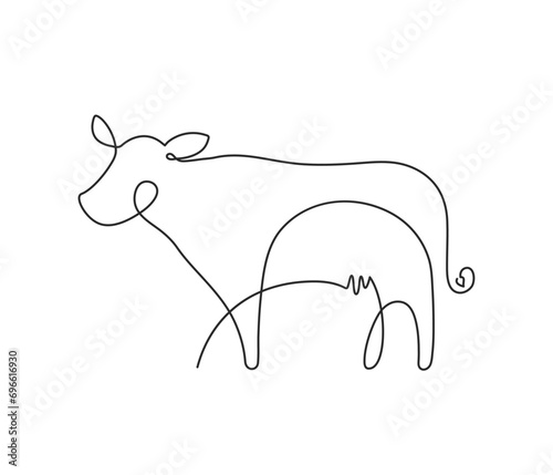 Cow in continuous line Icon Design Symbol Template Flat Style Vector