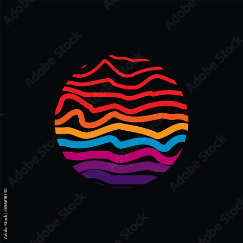 Vintage striped sunset. Vector background. A design element.