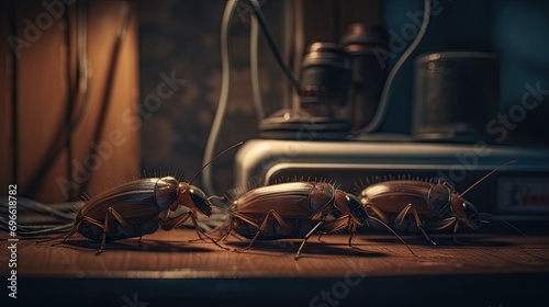 Illustration of cockroaches at close range