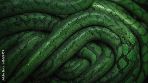 Skin texture of green snakes. Top view, background surface