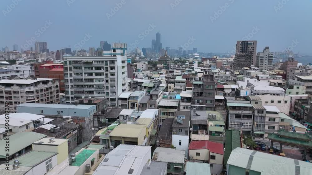 Roofs Of Residential Buildings In Kaohsiung, Taiwan, Aerial View Roofs Of Residential Buildings In Kaohsiung, Taiwan, Aerial View