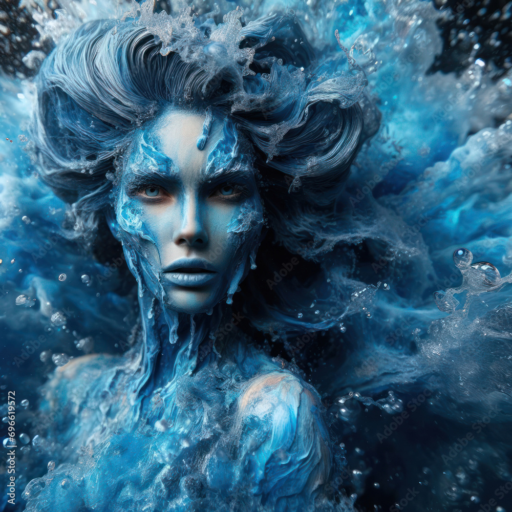 beautiful female fantasy water elemental demon or sea goddess underwater beautiful female fantasy water elemental demon or sea goddess underwater