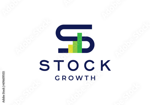 S letter logo chart bar statistic vector icon illustration