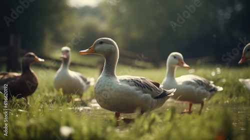 a pair of ducks playing together