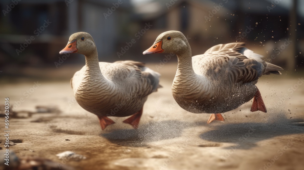 a pair of ducks playing together a pair of ducks playing together