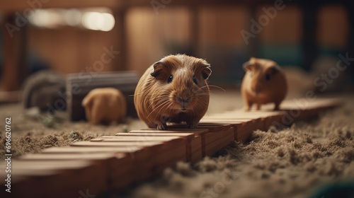 a pair of guinea pigs playing together photo