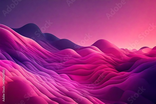 Beautiful abstract colorful minimalistic geometric background for design with smooth waves and color transitions from purple to pink. AI generated photo