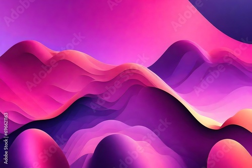 Beautiful abstract colorful minimalistic geometric background for design with smooth waves and color transitions from purple to pink. AI generated photo