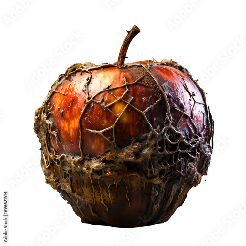 Rotten Apple Illustrates Unhealthy Eating A Close-Up View of Decay and Unwholesome Food, Generative Ai photo