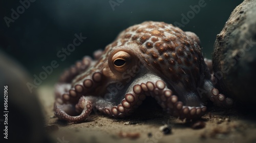 illustration of an octopus in the deep ocean © arif