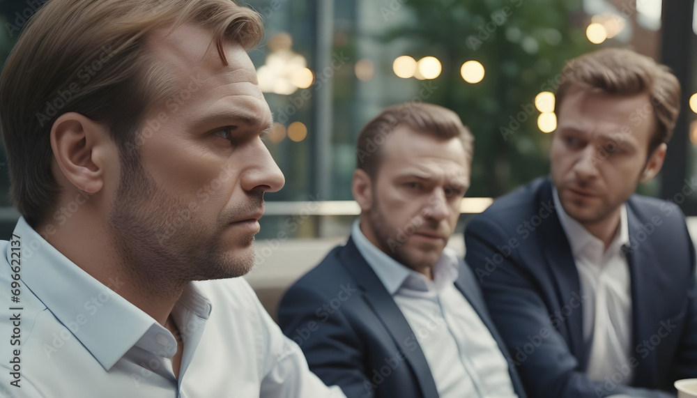 two caucasian businessmen having an informal business meeting two caucasian businessmen having an informal business meeting