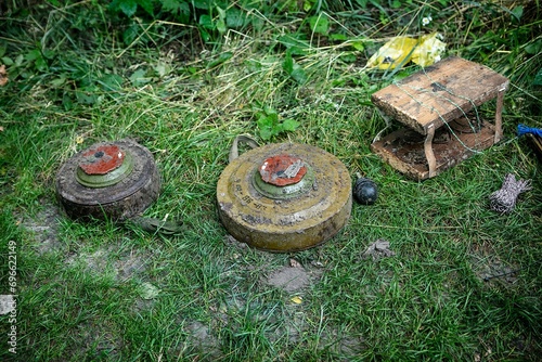 a unique collection of photographs of explosive objects, mines, shells and rockets, used in various military conflicts. photo