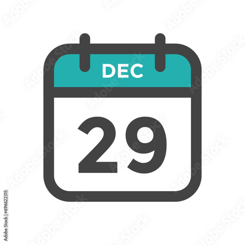December 29 Calendar Day or Calender Date for Deadlines or Appointment