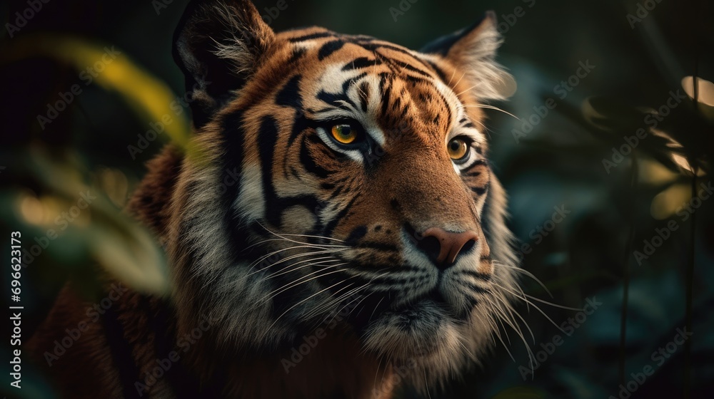tiger in the wild forest seen up close