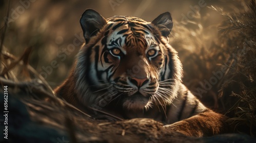 tiger in the wild forest seen up close