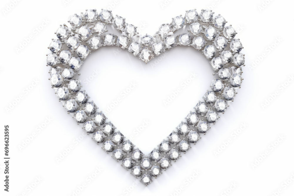 Heart symbol made from diamonds isolated on a white background Heart symbol made from diamonds isolated on a white background