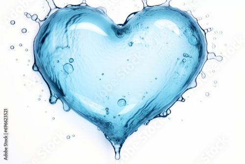 Heart symbol made from water isolated on a white background photo