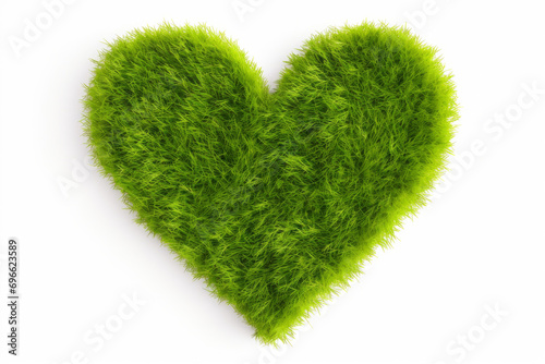 Heart symbol made from grass isolated on a white background