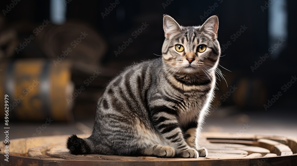 Naklejka premium American Wirehair Cat in Rustic Setting