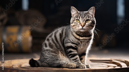 American Wirehair Cat in Rustic Setting © selentaori
