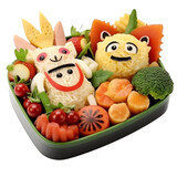bento box with food in the shape of anime characters, PNG image, isolated object