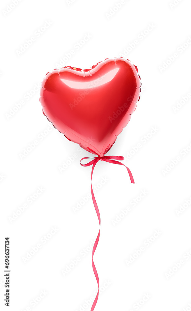 Heart shaped air balloon on white background. Valentine's day celebration