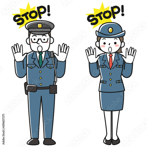 制止する男性警察官と女性警察官