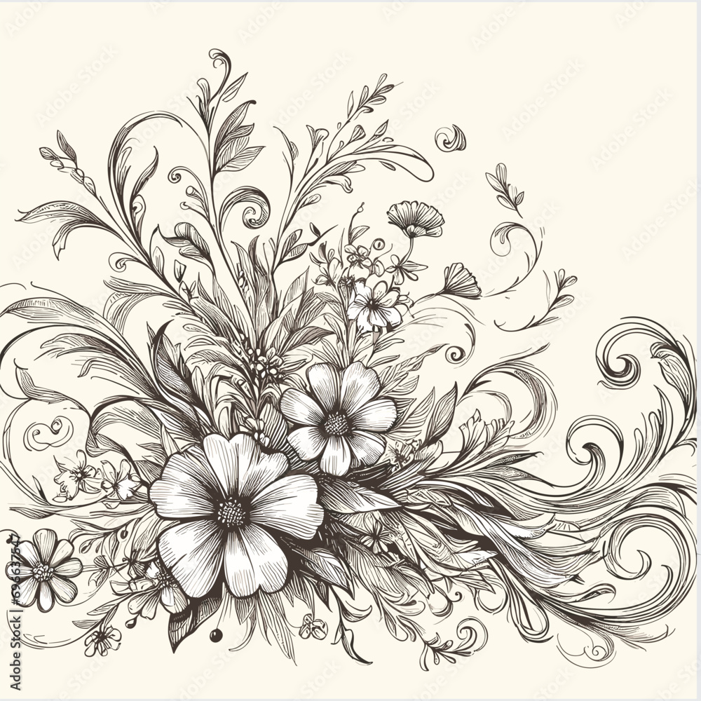 Free vector engraving hand drawn floral background