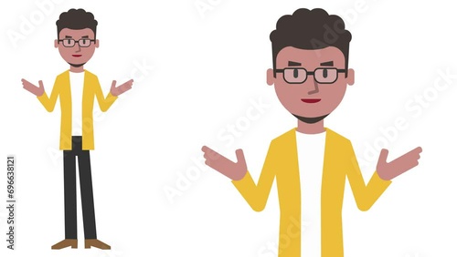 Animation of a man giving a presentation (with alpha matte)