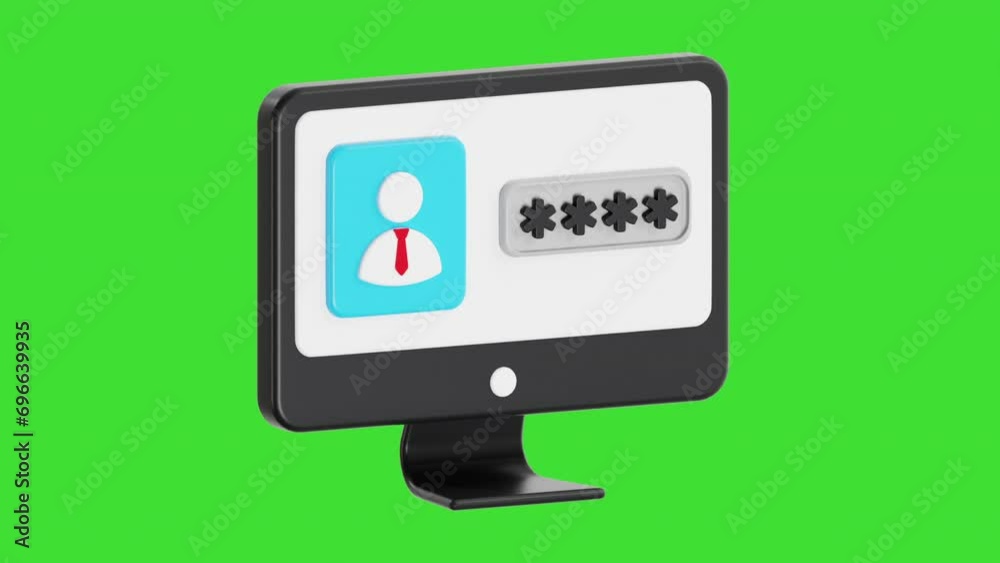 3D Animation of Computer Password, Looped Animation, Green Background 3D Animation of Computer Password, Looped Animation, Green Background