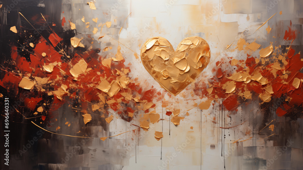 Abstract oil painting heart background. Digital art