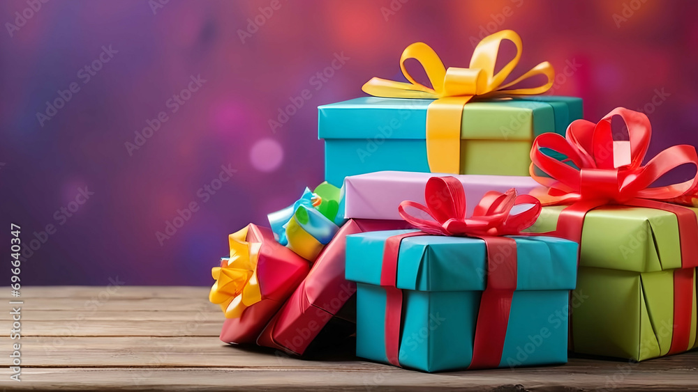 Obraz premium Gift boxes on a wooden table