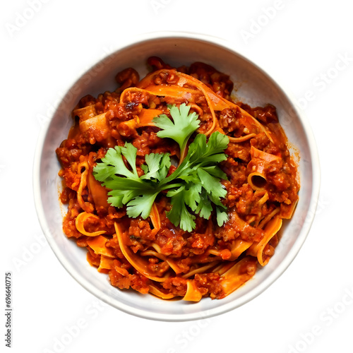 Vegan Lentil Bolognese Illustration Art with a Transparent Background Generative AI.