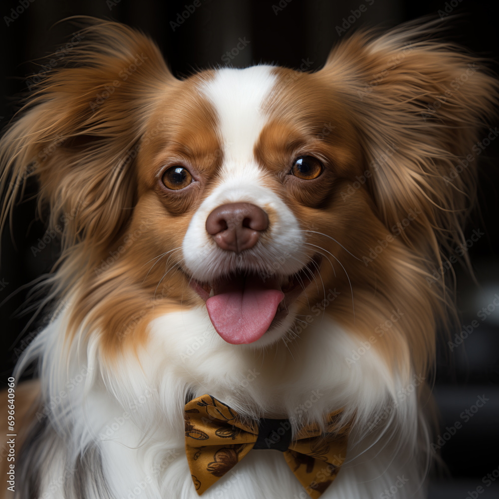 Cute Smart Dog with Bow Tie Posing