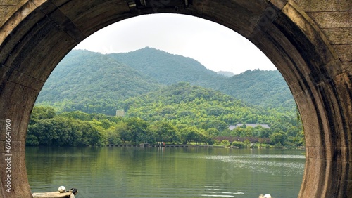 bridge over the lake in xianghu lake xiaoshan hangzhou city zhejiang province China photo
