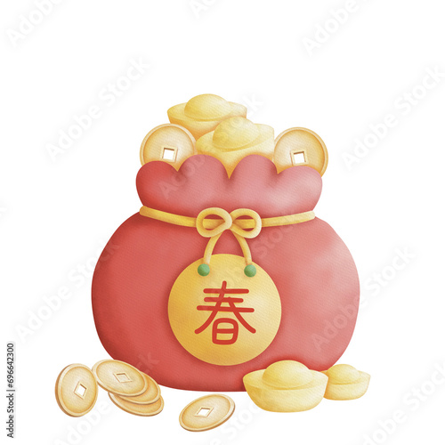 Luna New Year decorations’s illustrated watercolour 