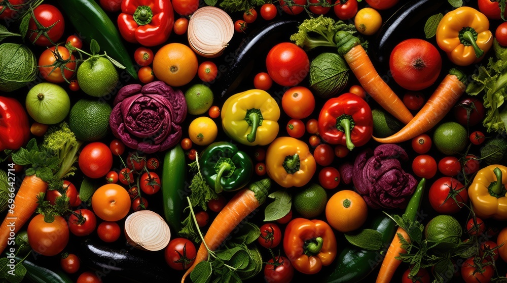 Vegetables pattern background, AI generated Image