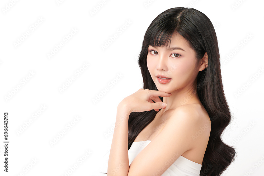 Beautiful young asian woman with clean fresh skin on white background, Face care, Facial treatment, Cosmetology, beauty and spa, Asian women portrait. Beautiful young asian woman with clean fresh skin on white background, Face care, Facial treatment, Cosmetology, beauty and spa, Asian women portrait.
