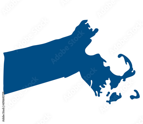Massachusetts state map. Map of the U.S. state of Massachusetts.