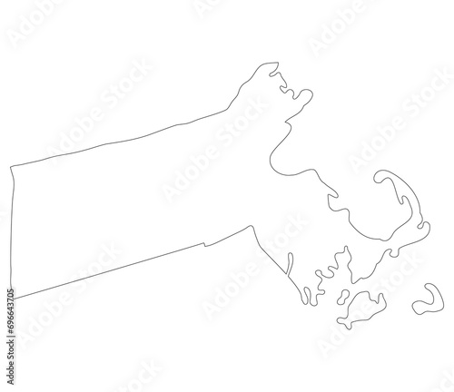 Massachusetts state map. Map of the U.S. state of Massachusetts.