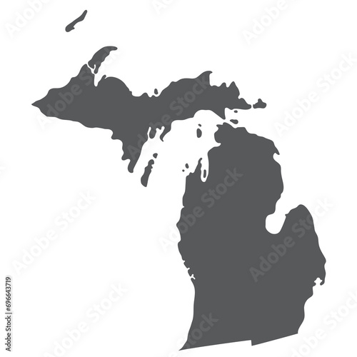 Michigan state map. Map of the U.S. state of Michigan. photo