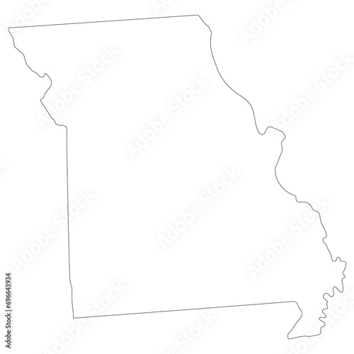 Missouri state map. Map of the U.S. state of Missouri.
