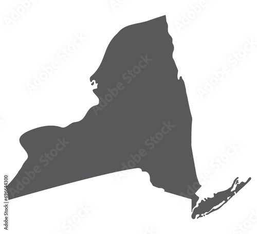 New York state map. Map of the U.S. state of New York in grey color. photo