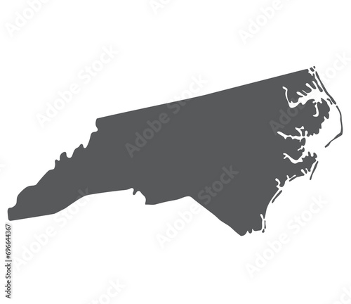 North Carolina state map. Map of the U.S. state of North Carolina.
