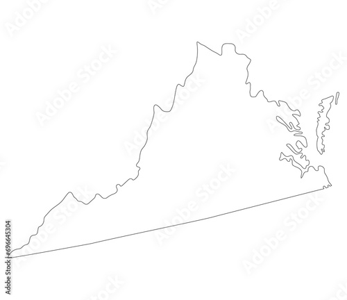 Virginia state map. Map of the U.S. state of Virginia. photo