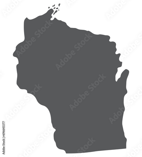 Wisconsin state map. Map of the U.S. state of Wisconsin. photo