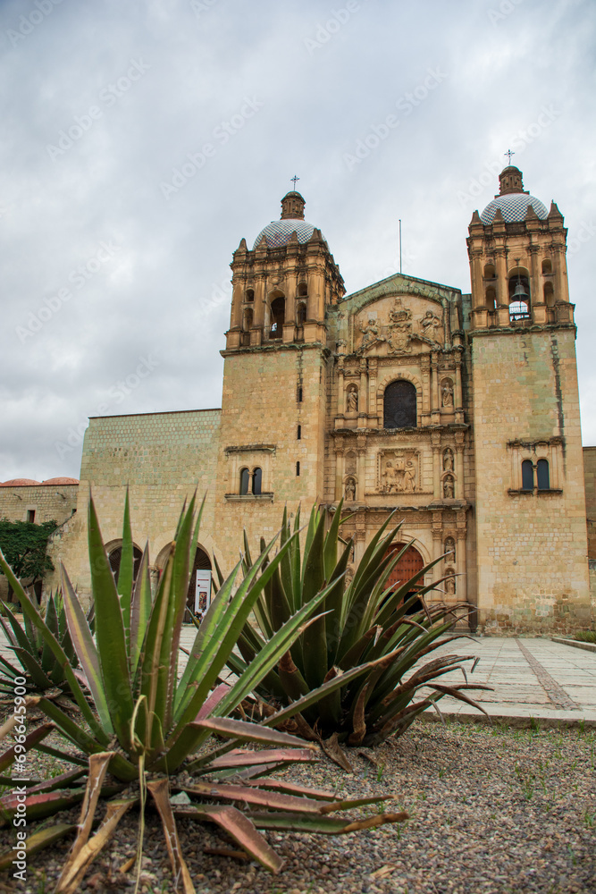 Beautiful front view of the Santo Domingo cathedral in downtown Oaxaca City.